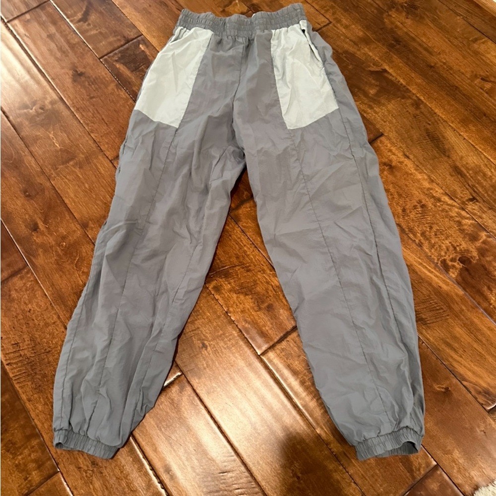 Gray and White Track Pants